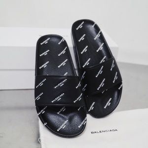 Balenciaga Logo Print Slide Sandal